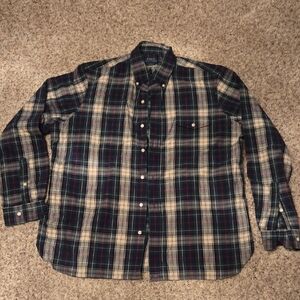 Polo Ralph Lauren Men's Plaid Shirt - Blue Green and Cream Sz XL